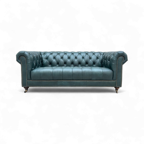 At The Helm Walter 3 Seater Leather Chesterfield Sofa, Emperor Jade