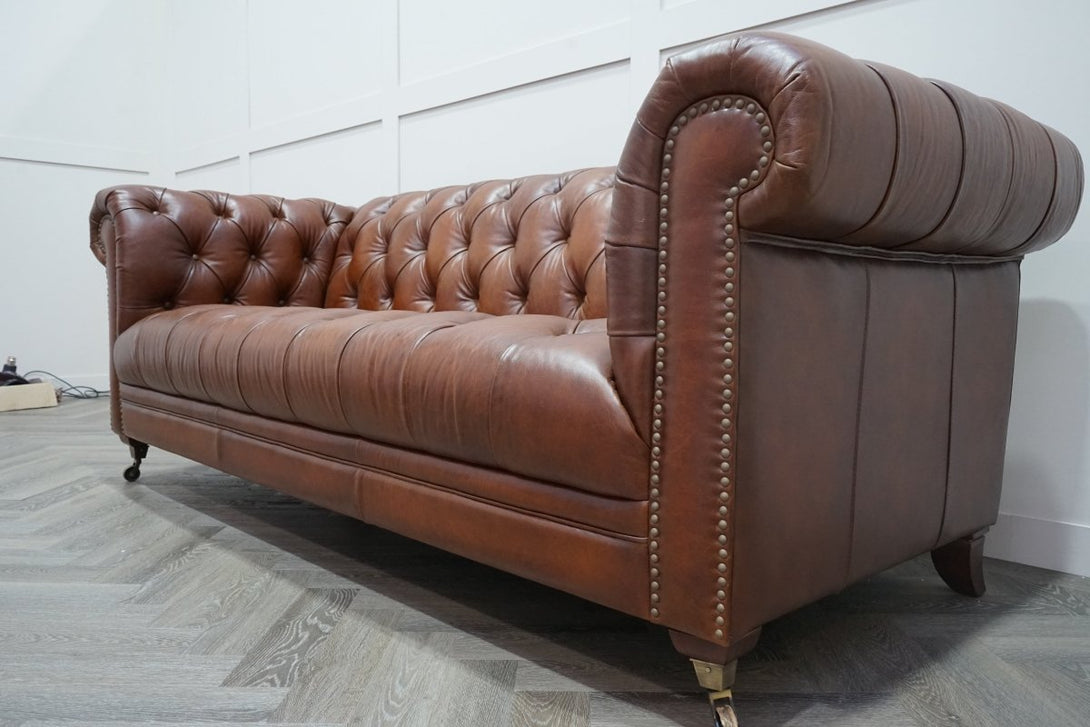 At The Helm Walter 3.5 Seater Leather Sofa, Windsor Brown