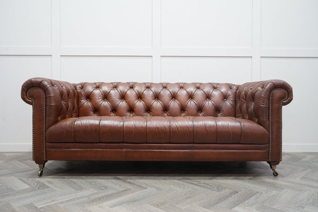 At The Helm Walter 3.5 Seater Leather Sofa, Windsor Brown