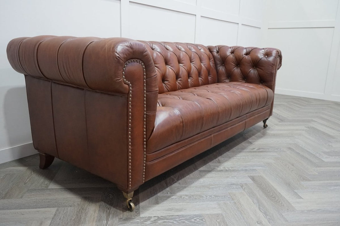 At The Helm Walter 3.5 Seater Leather Sofa, Windsor Brown