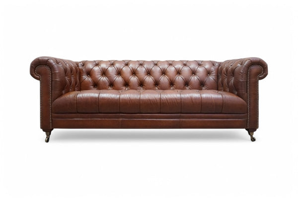 At The Helm Walter 3.5 Seater Leather Sofa, Windsor Brown