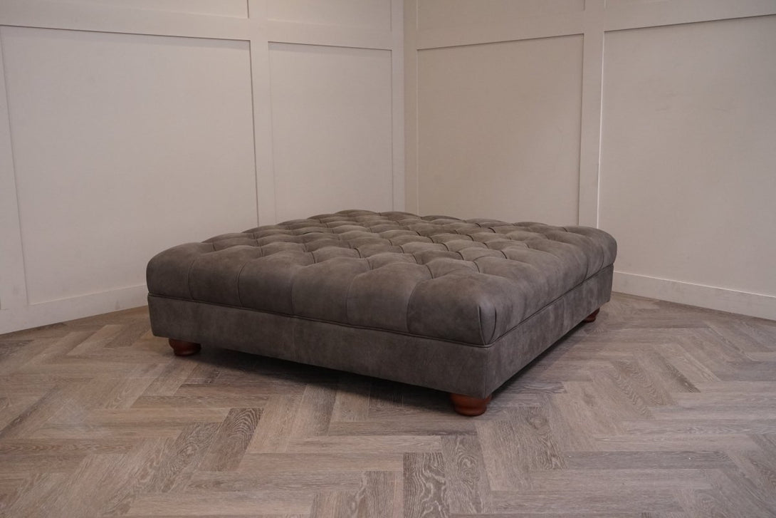 Atlantis Large Leather Ottoman, Explorer Dragonstone