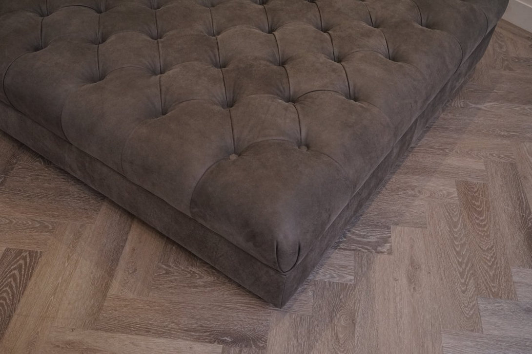 Atlantis Large Leather Ottoman, Explorer Dragonstone