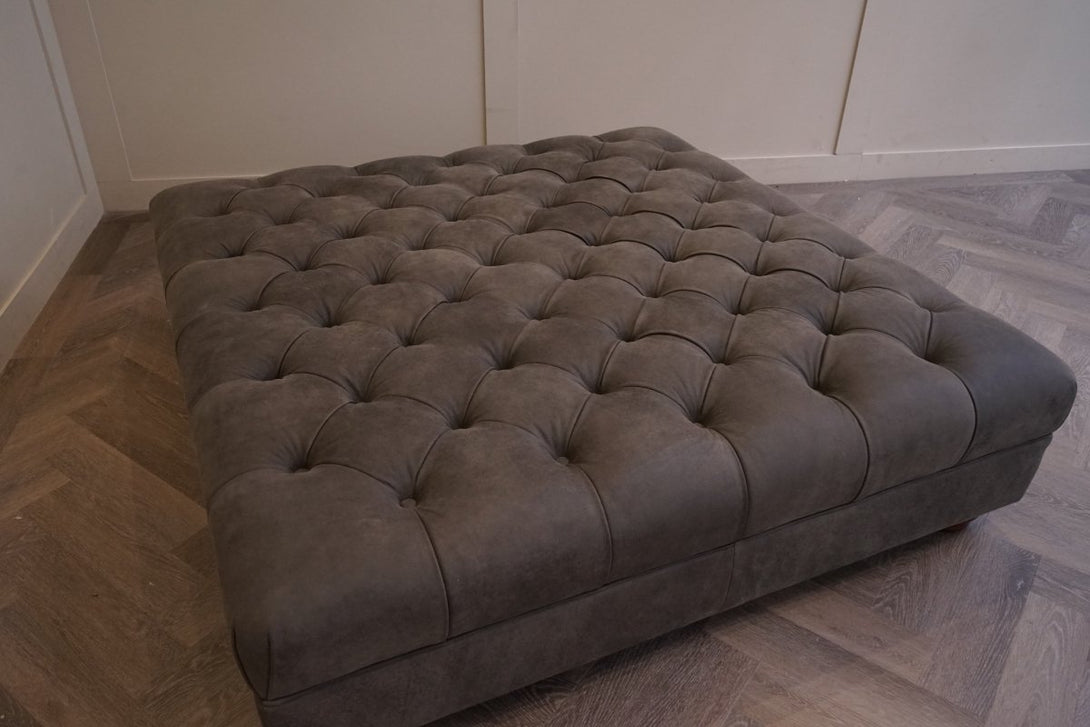 Atlantis Large Leather Ottoman, Explorer Dragonstone