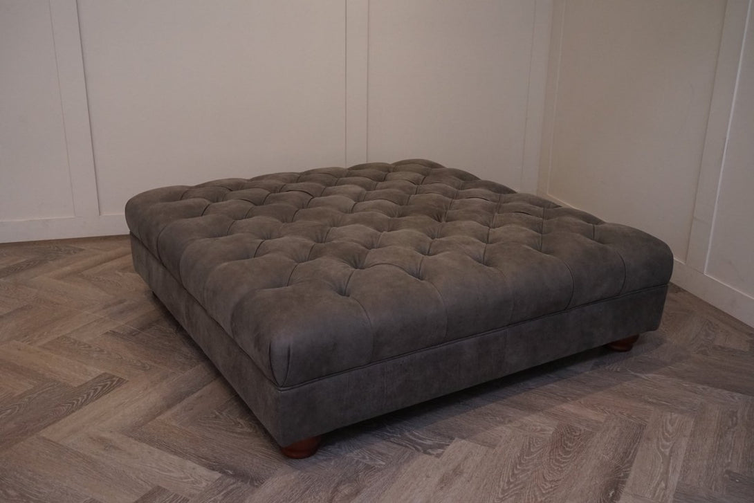 Atlantis Large Leather Ottoman, Explorer Dragonstone