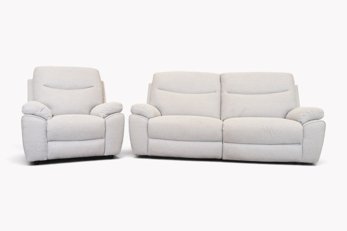Bagnolo Fabric 3 Seater Power Recliner Sofa & Armchair, Weave Light Grey