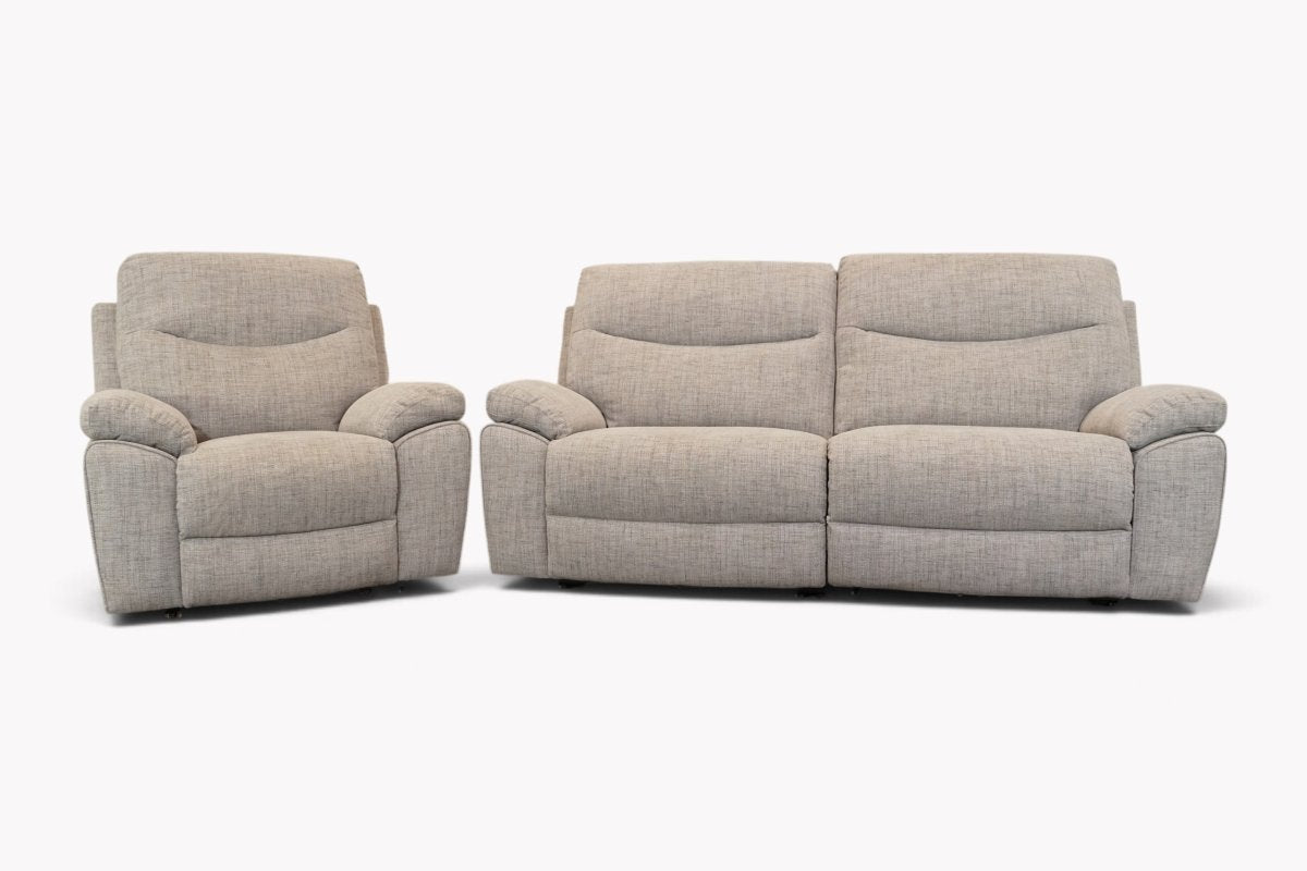 Bagnolo Fabric Power Reclining 3 Seater Sofa & Armchair, Grey Mix Weave