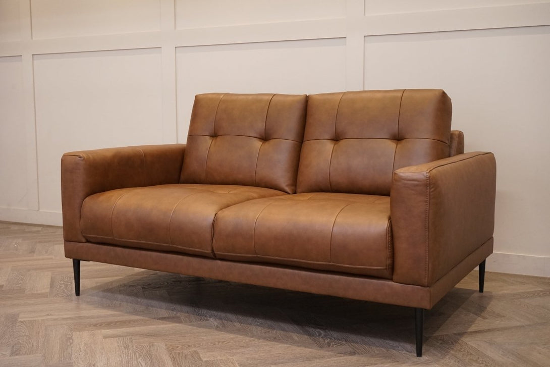 Bailey 2 Seater Leather Sofa, Premium Cocoa