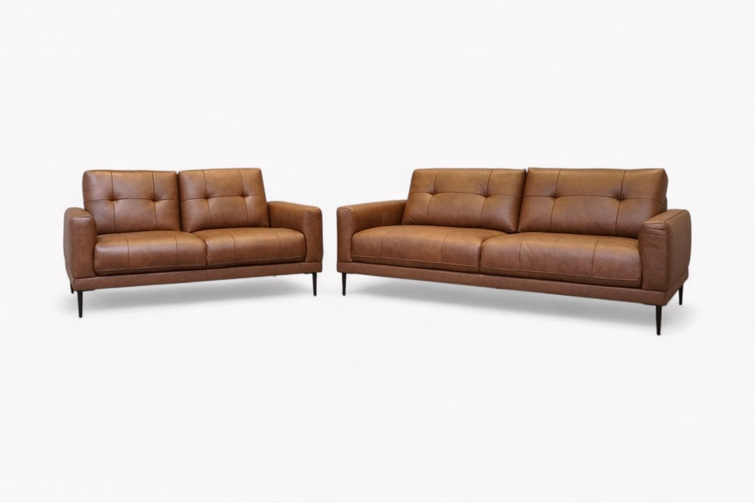 Bailey 3 + 2 Leather Sofa Set, Premium Cocoa