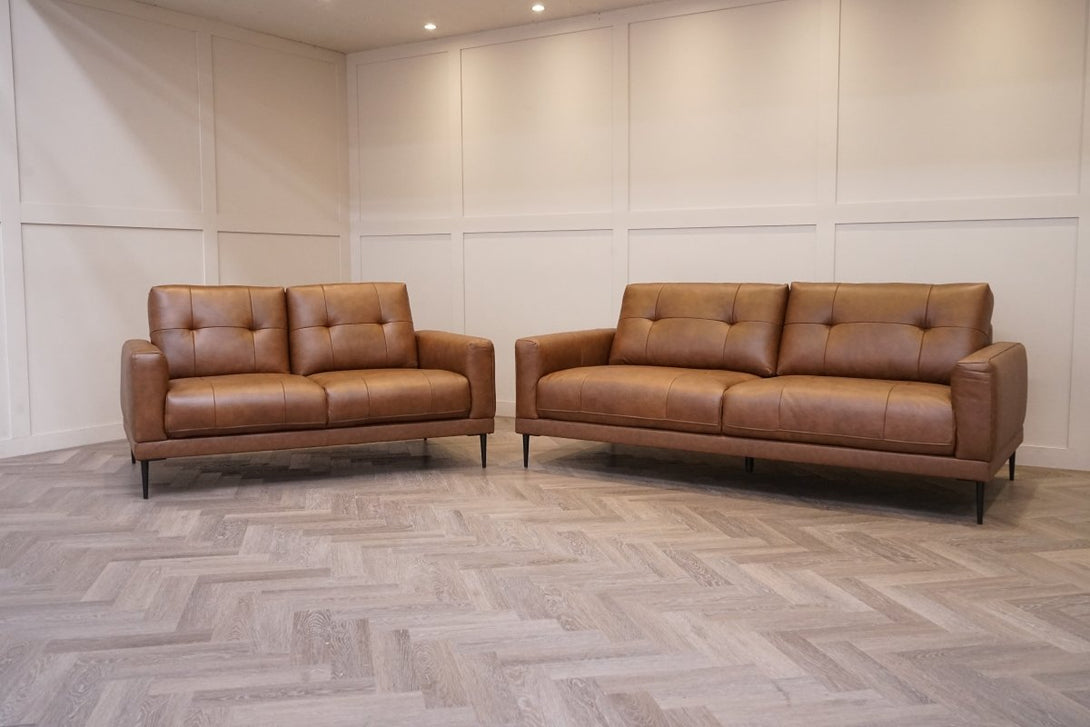 Bailey 3 + 2 Leather Sofa Set, Premium Cocoa