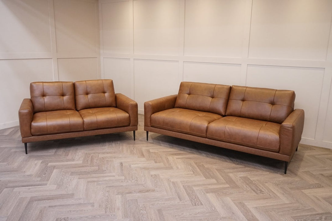 Bailey 3 + 2 Leather Sofa Set, Premium Cocoa