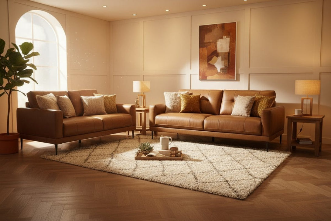 Bailey 3 + 2 Leather Sofa Set, Premium Cocoa