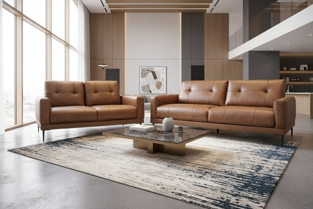 Bailey 3 + 2 Leather Sofa Set, Premium Cocoa