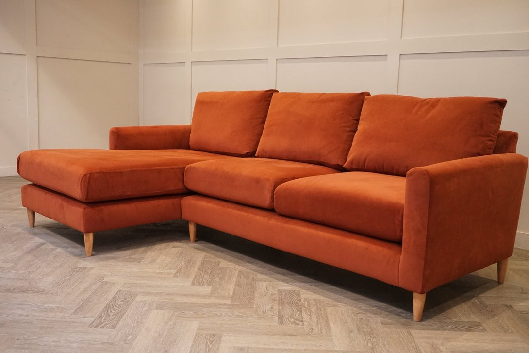 Bailey II 4 Seater LHF Chaise End Sofa, Plush Velvet Auburn