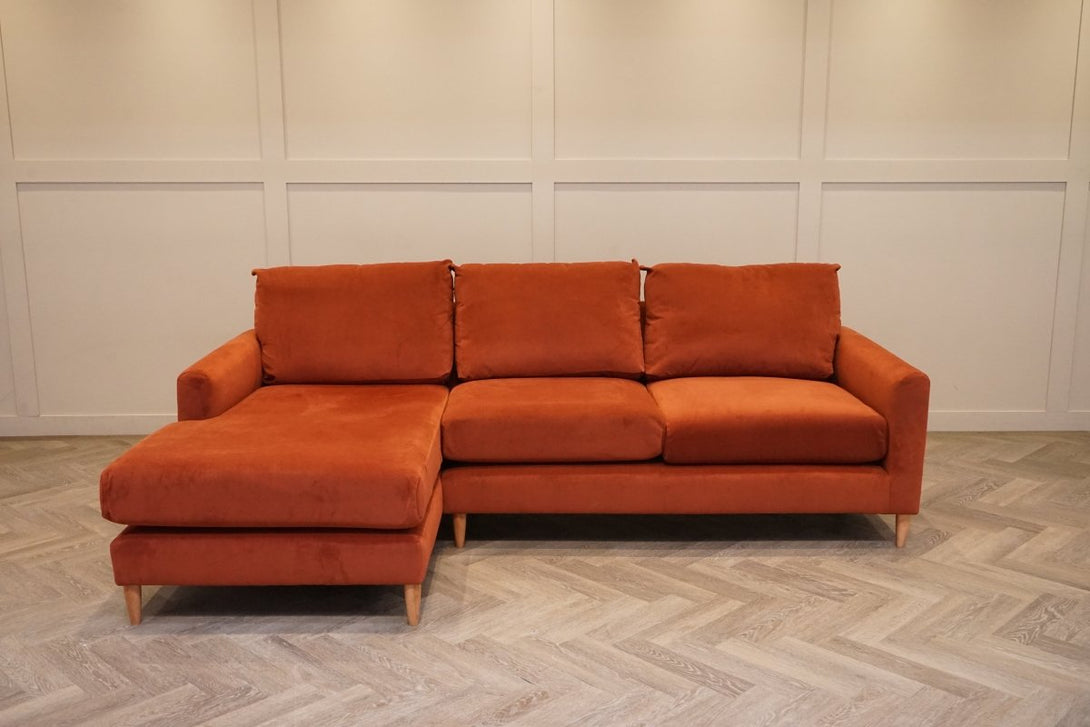 Bailey II 4 Seater LHF Chaise End Sofa, Plush Velvet Auburn