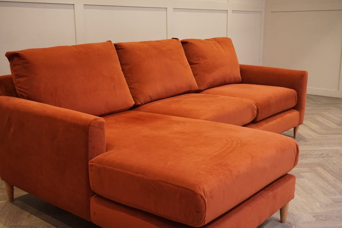 Bailey II 4 Seater LHF Chaise End Sofa, Plush Velvet Auburn