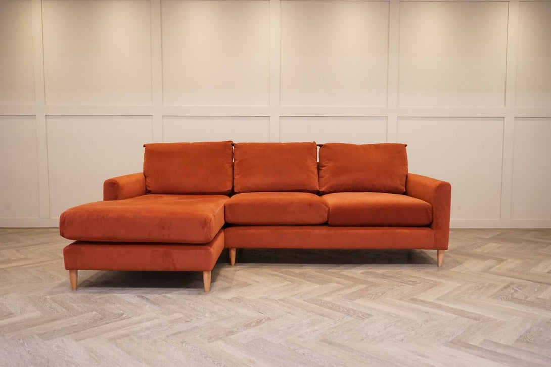 Bailey II 4 Seater LHF Chaise End Sofa, Plush Velvet Auburn