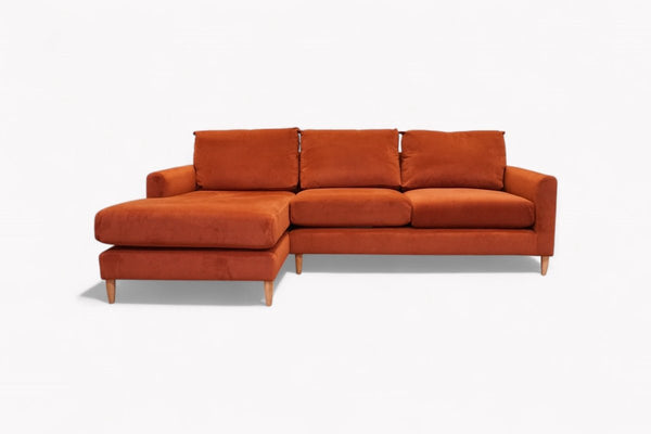 Bailey II 4 Seater LHF Chaise End Sofa, Plush Velvet Auburn
