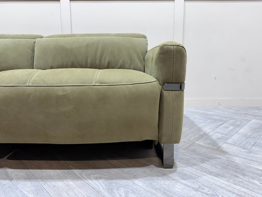 Bambino 2 Power Reclining Seater Fabric Sofa, Olive