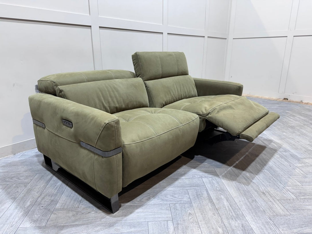 Bambino 2 Power Reclining Seater Fabric Sofa, Olive