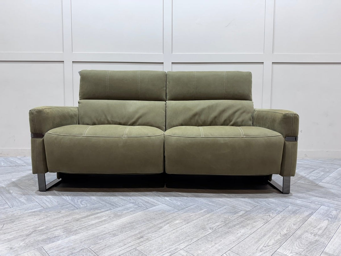 Bambino 2 Power Reclining Seater Fabric Sofa, Olive