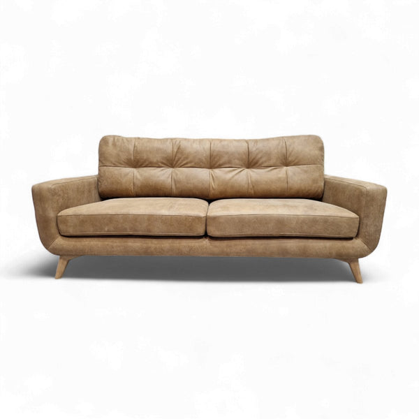 Barbican Grand 4 Seater Leather Sofa, Demetra Light Tan