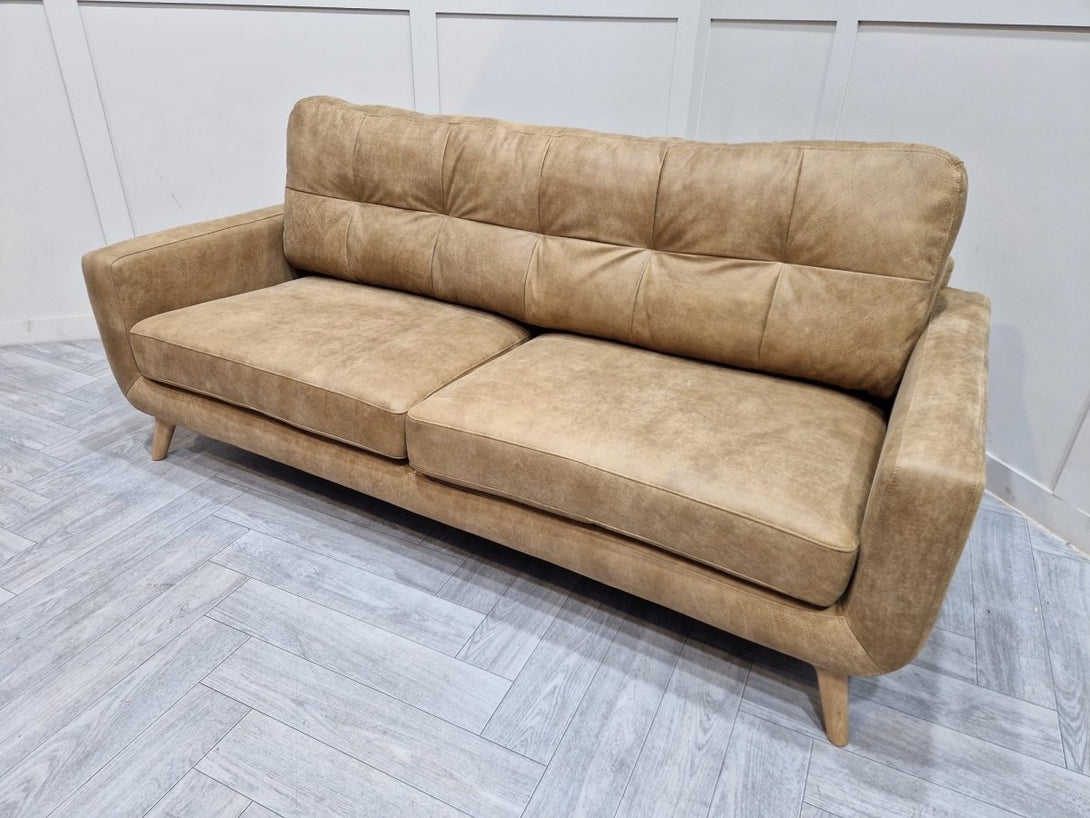 Barbican Grand 4 Seater Leather Sofa, Demetra Light Tan