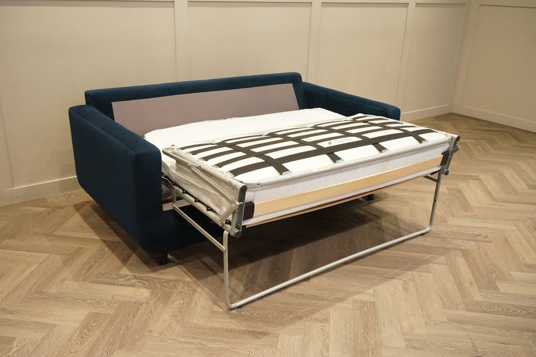 Barbican Medium 2 Seater Sofa Bed, Plush Velvet Navy