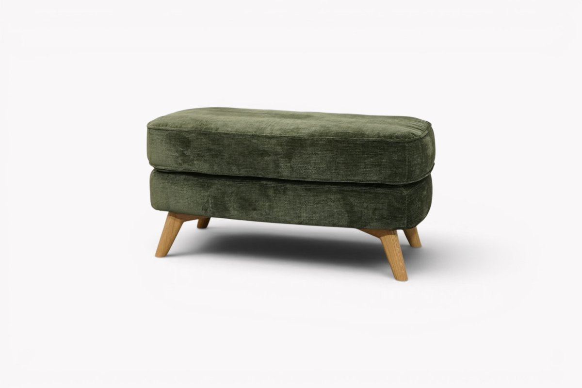 Barbican Rectangular Footstool, Plush Chenille Moss Green