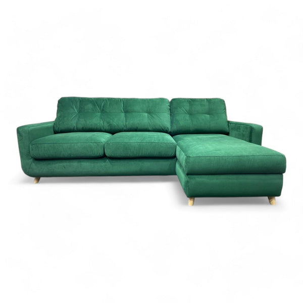 Barbican RHF Chaise Sofa Bed with Storage, Aquaclean Harriet Dark Evergreen