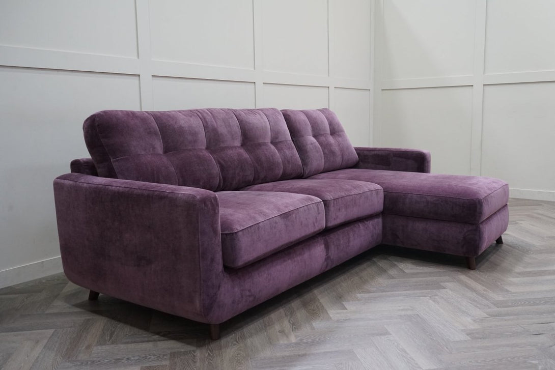 Barbican RHF Chaise Sofa Bed with Storage, Plush Chenille Auburn