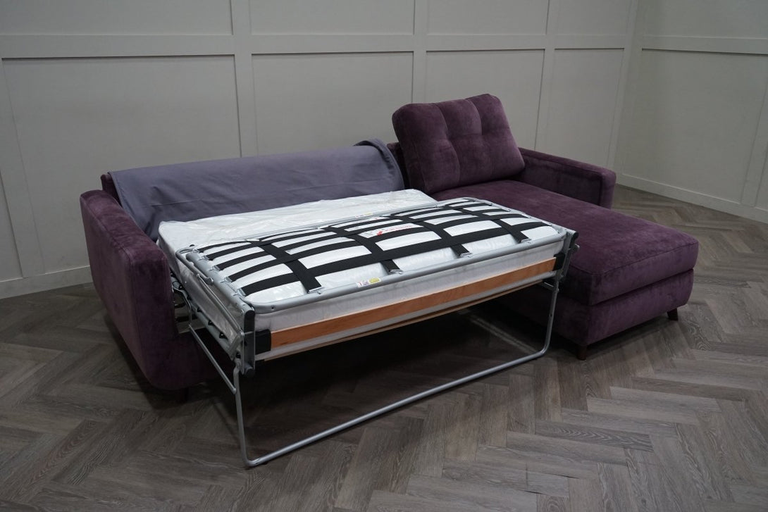 Barbican RHF Chaise Sofa Bed with Storage, Plush Chenille Auburn