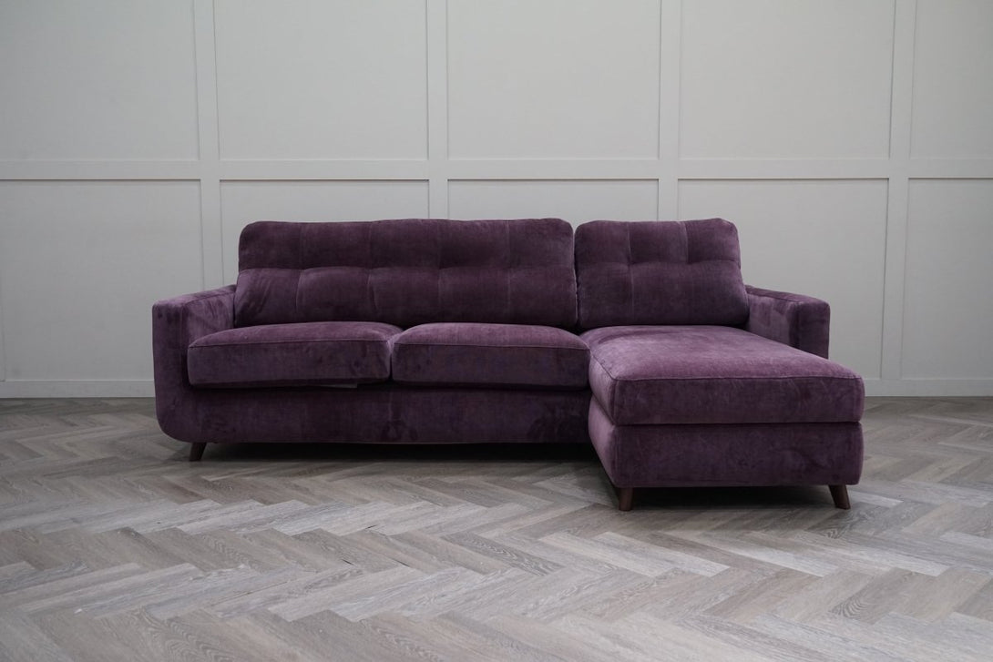 Barbican RHF Chaise Sofa Bed with Storage, Plush Chenille Auburn