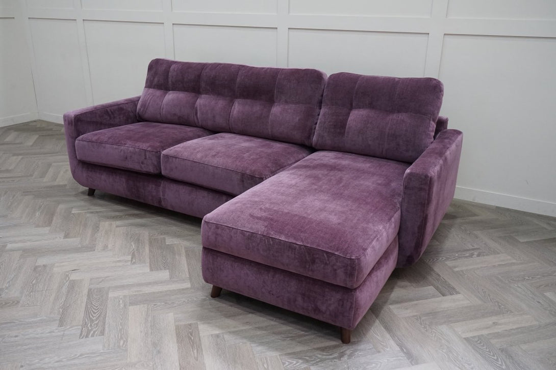 Barbican RHF Chaise Sofa Bed with Storage, Plush Chenille Auburn