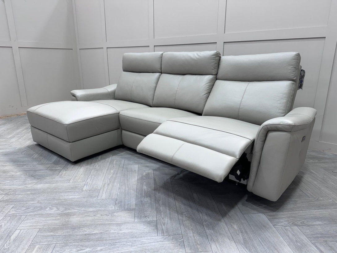 Barcelona 3 seater LHF Chaise Sofa, Grey Leather