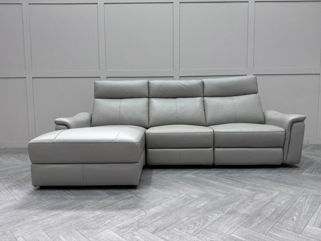 Barcelona 3 seater LHF Chaise Sofa, Grey Leather