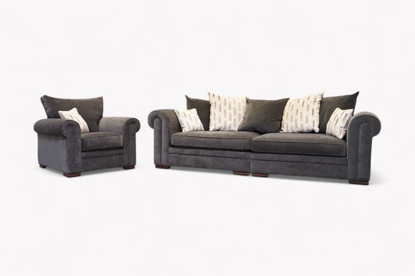 Bardot XL Pillow Back 4 Seater Sofa & Armchair, Dusk Slate