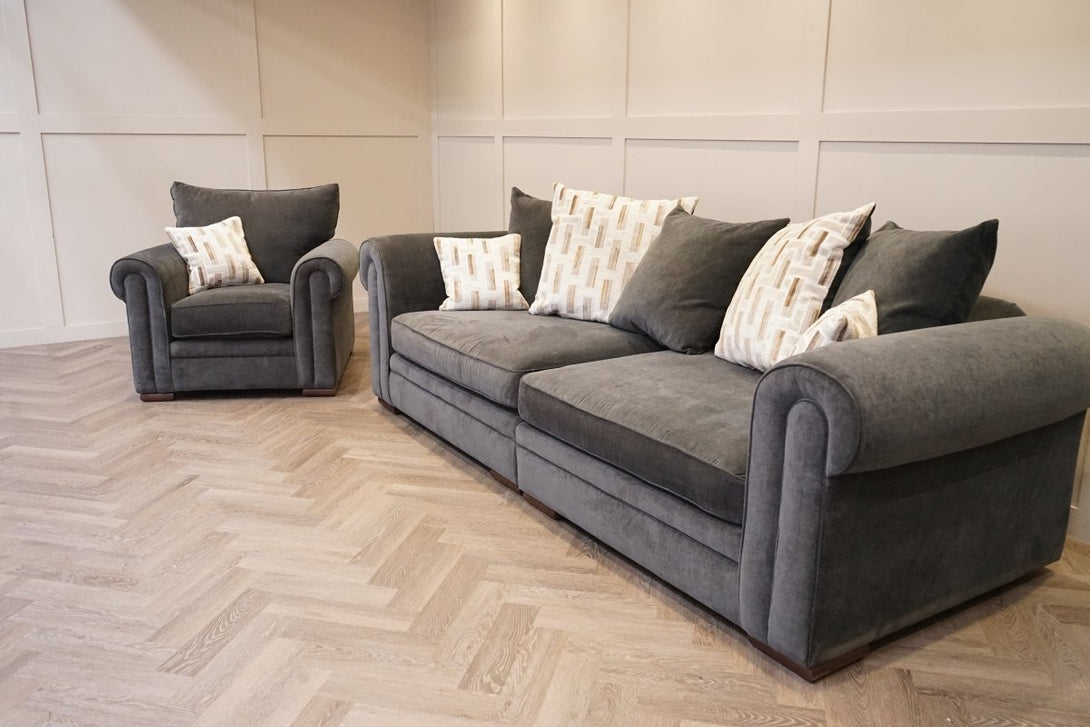 Bardot XL Pillow Back 4 Seater Sofa & Armchair, Dusk Slate