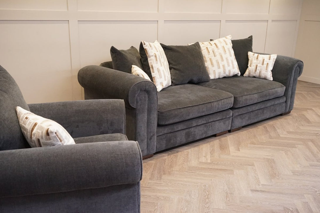 Bardot XL Pillow Back 4 Seater Sofa & Armchair, Dusk Slate