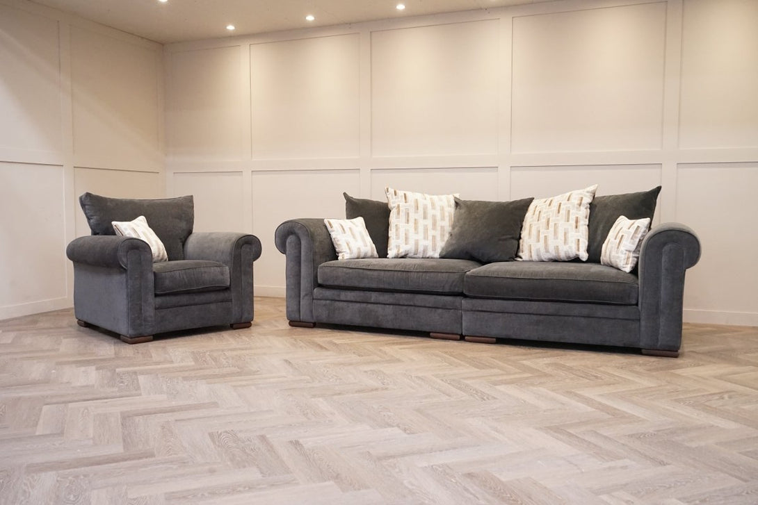Bardot XL Pillow Back 4 Seater Sofa & Armchair, Dusk Slate