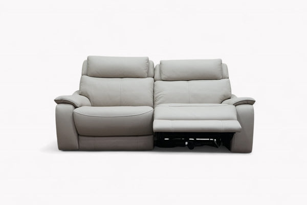Bari Power Reclining 3 Seater Leather Sofa, Taupe
