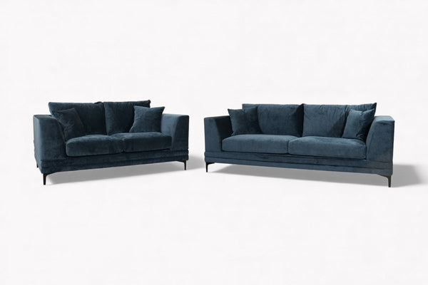 Belvedere Fabric Sofa Set, Chunky Chenille Navy