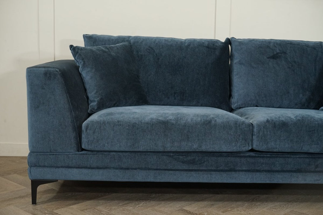 Belvedere Large 3 Seater Fabric Sofa, Chunky Chenille Navy