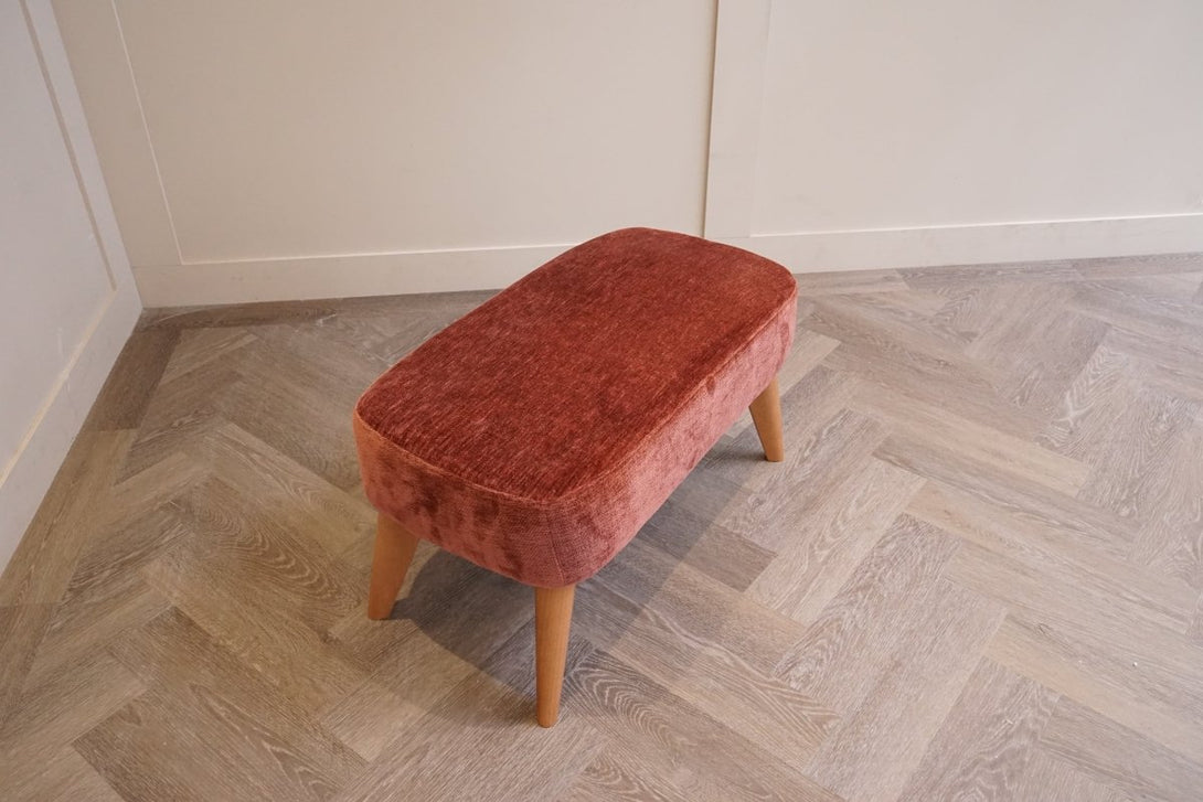 Bergen II Footstool, Plush Chenille Auburn