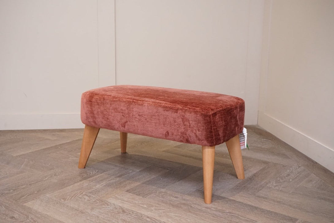 Bergen II Footstool, Plush Chenille Auburn