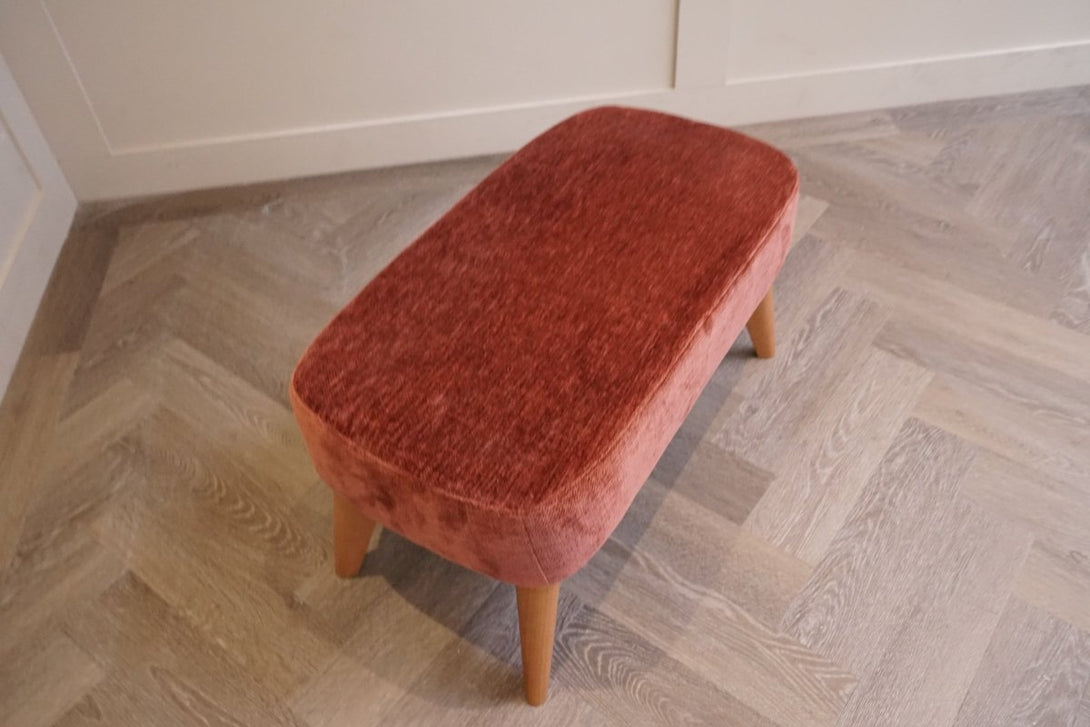 Bergen II Footstool, Plush Chenille Auburn
