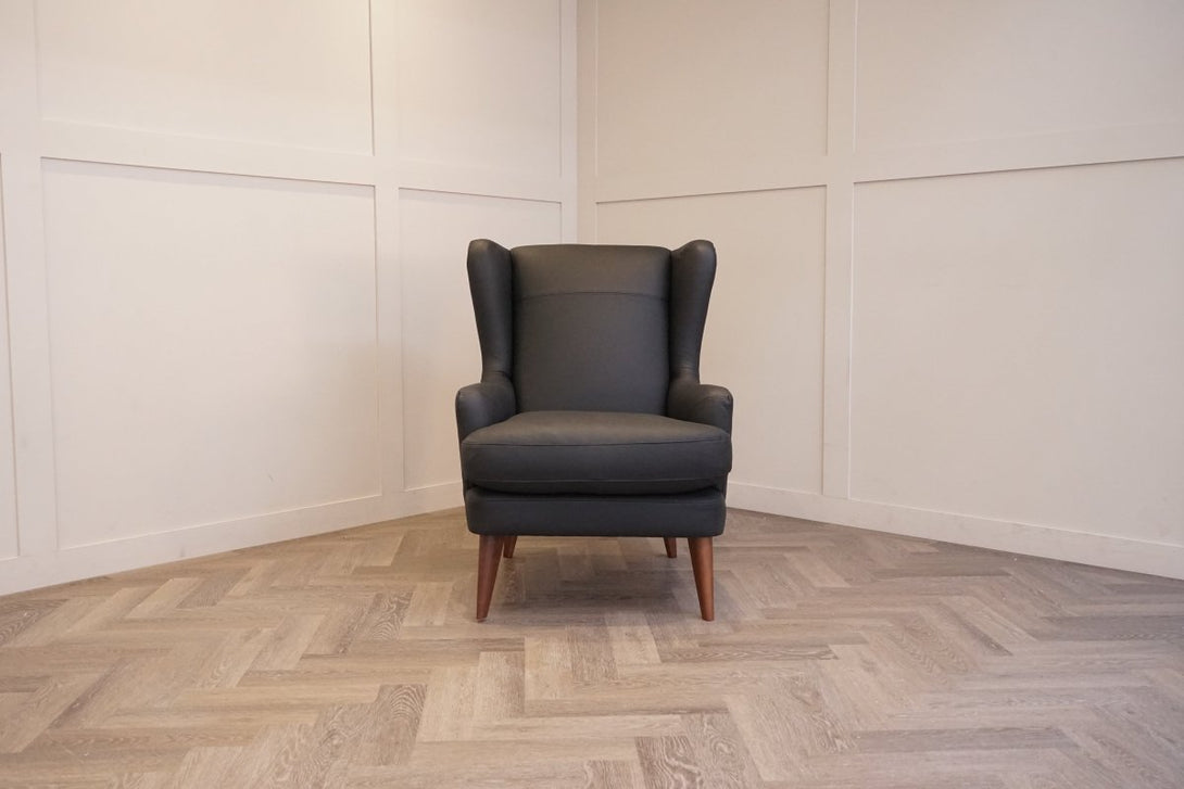 Bergen II Leather Armchair, Matt Black