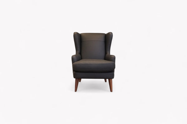 Bergen II Leather Armchair, Matt Black