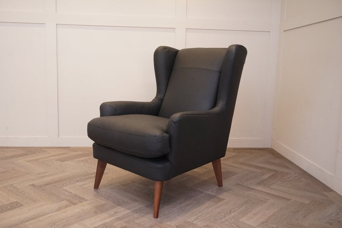 Bergen II Leather Armchair, Matt Black