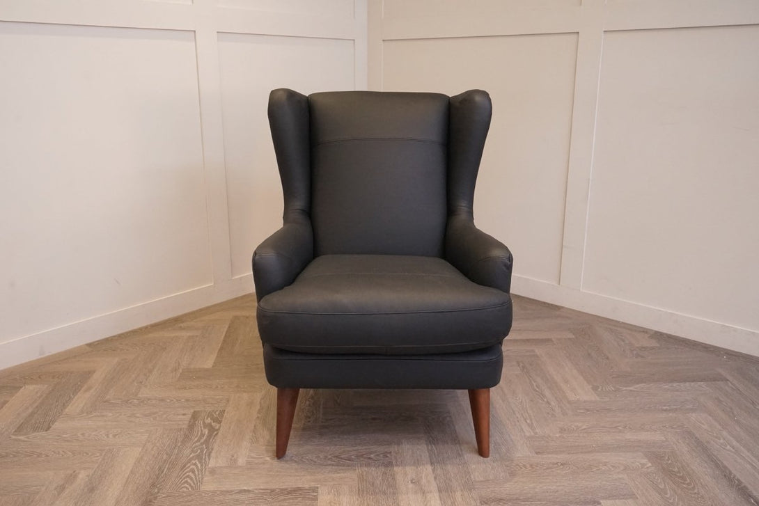Bergen II Leather Armchair, Matt Black